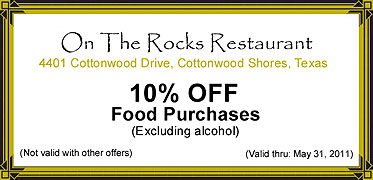 On The Rocks, Italian Restaurant, Cottonwood Shores, Texas