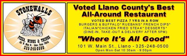 Stonewalls Pizzaria - Pizza, Wings & Things - Llano & Burnet