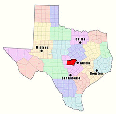 The Lakes and Hills Region west of Austin in the Texas Hill Country