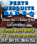 Peete's Mesquite Bar-B-Q in Marble Falls, Texas