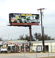 Billboard located on Hwy 71 in Spicewood, Texas