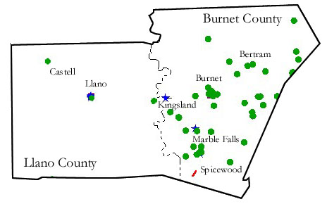 Historical Markers in Burnet County and Llano County Texas